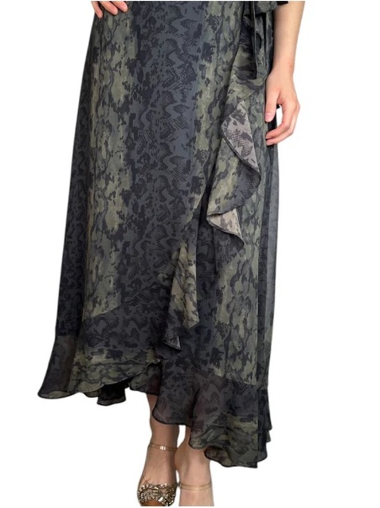 All Saints Dresses & Skirts - AllSaints Snake Print Ruffle Wrap Midi Skirt